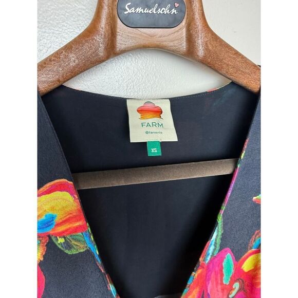 FARM RIO WRAP DRESS TOUCAN PRINT FRINGE TASSEL XS 0 2 - Picture 5 of 9